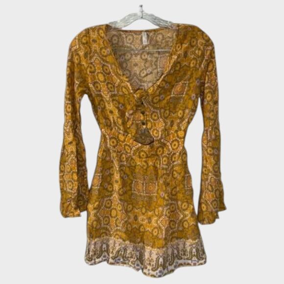 Xhilaration Small Orange Romper Floral - Picture 2 of 5